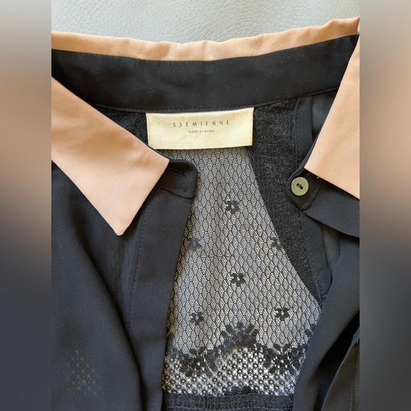 Ssemienne Sheer Black Button Down - Picture 2 of 10